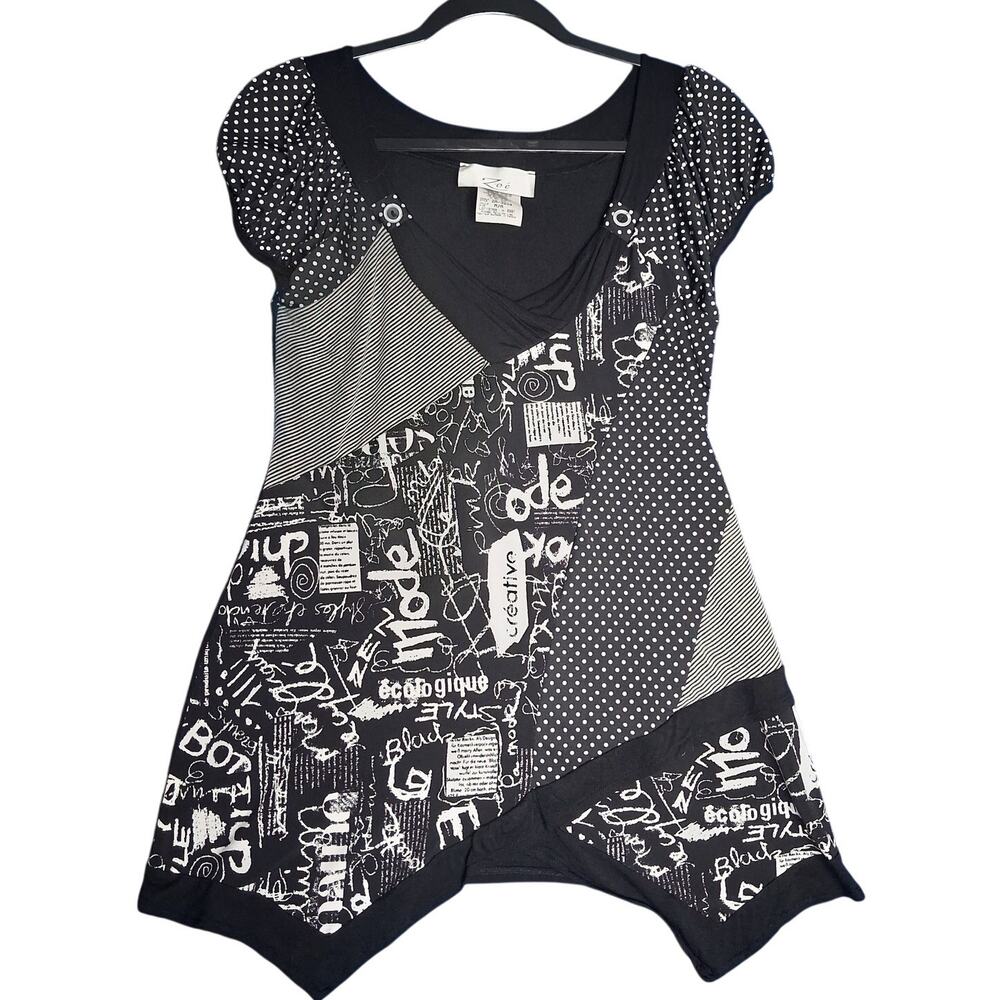 Zoe By Michael Phillips Size M Top BlackWhite Ltee